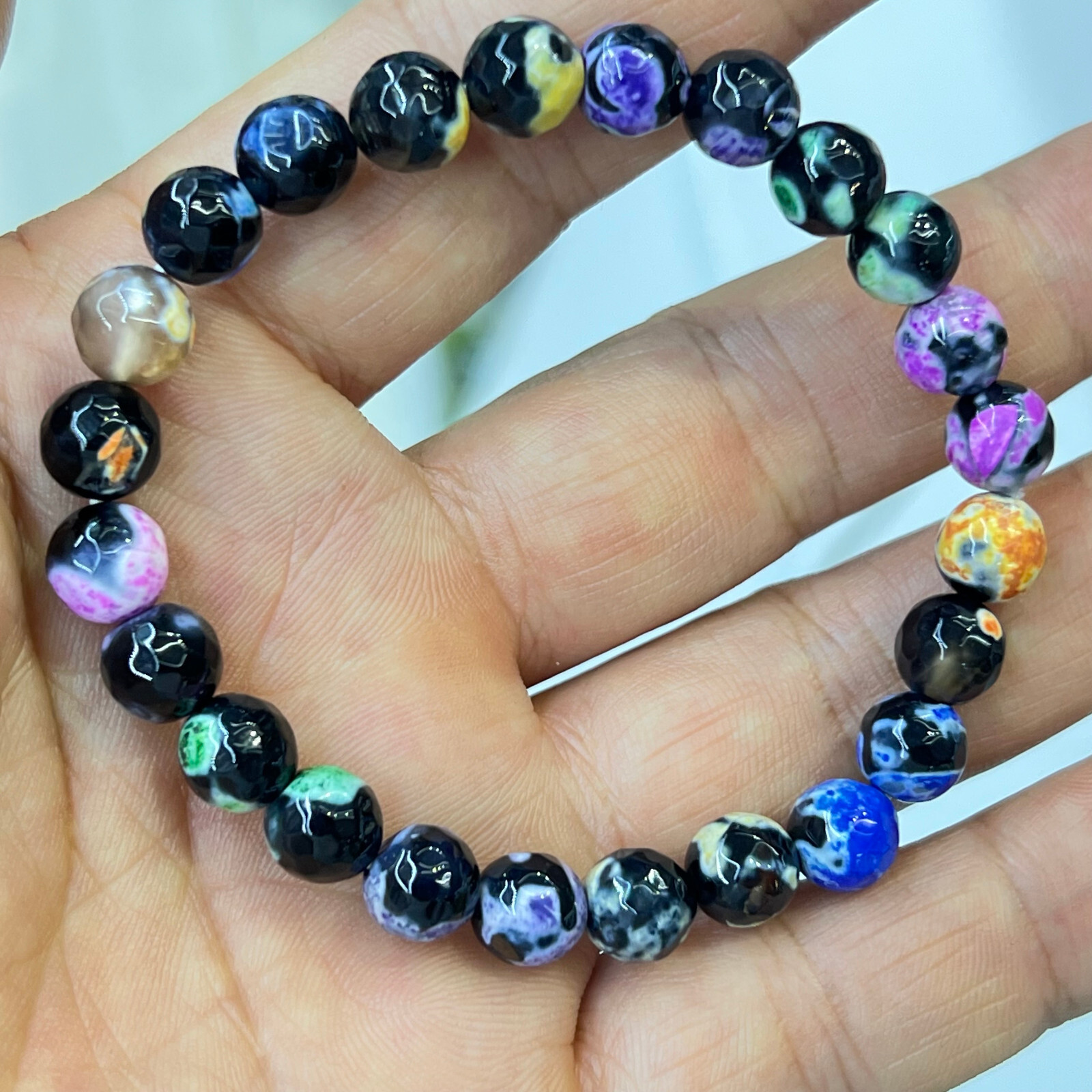 Wholesale Lot 6 Pcs agate 8 mm 7.5″ Crystal Stretch Bracelet