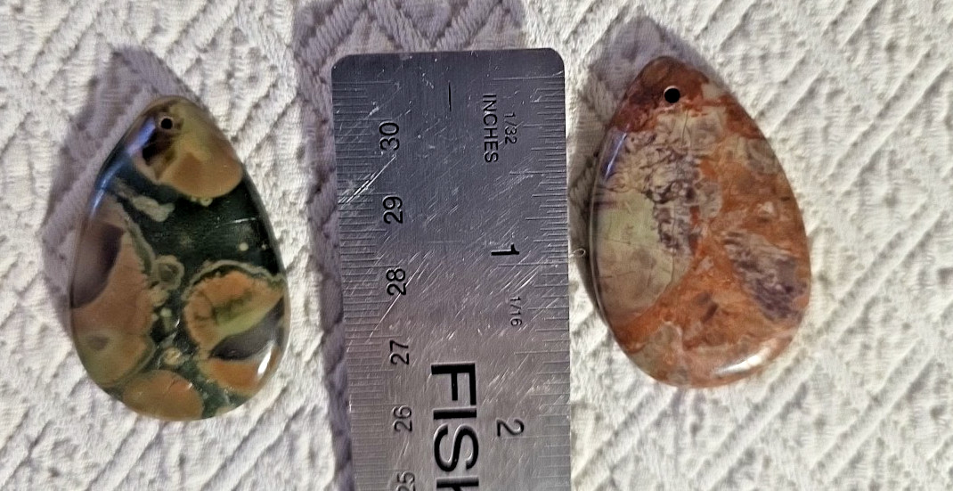 Polished Rock Stone With Small Holes to make Jewelry Set Of 15