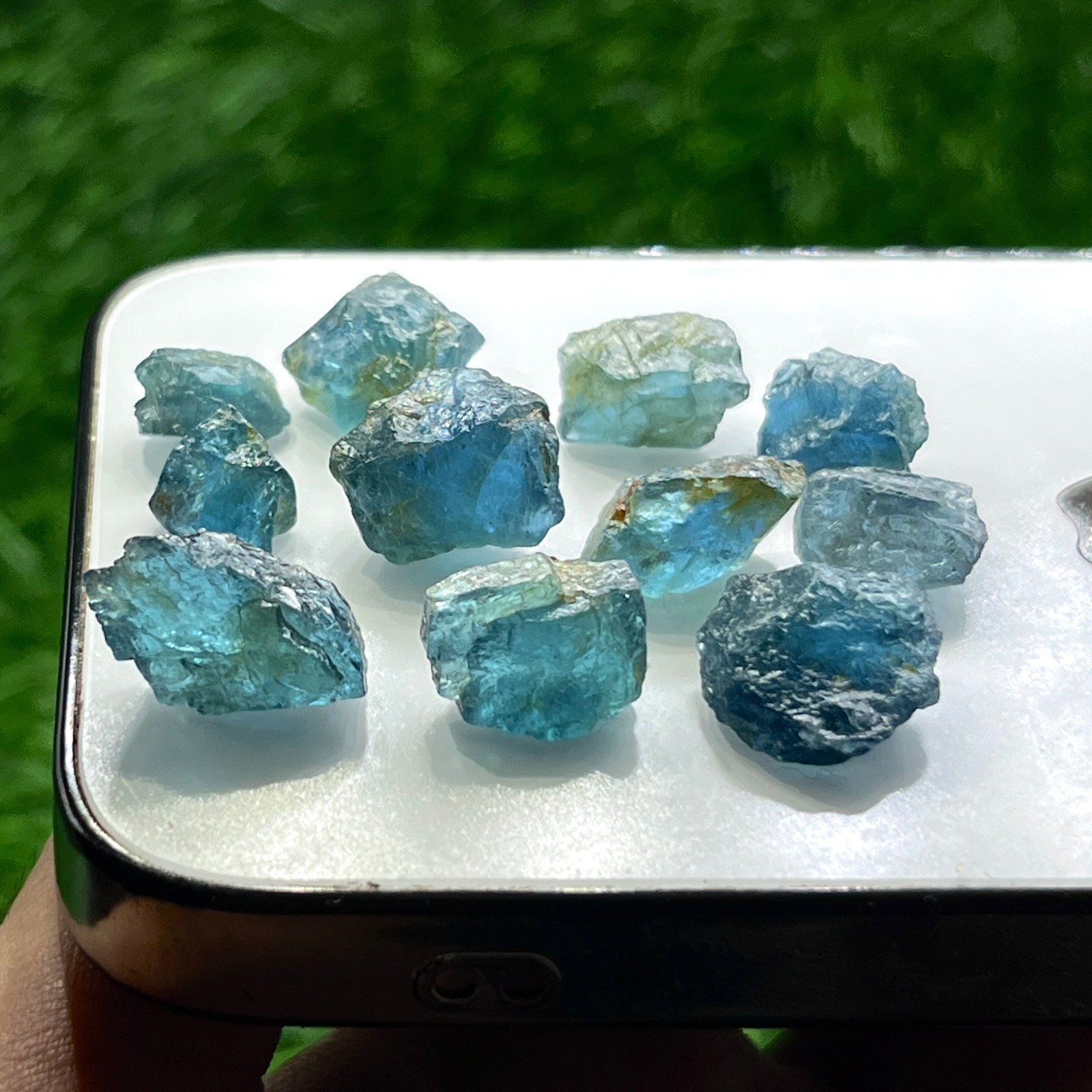85 Ct Natural Santa Maria Aquamarine Rough Lot 11 Deep Blue Green Beryl Crystals