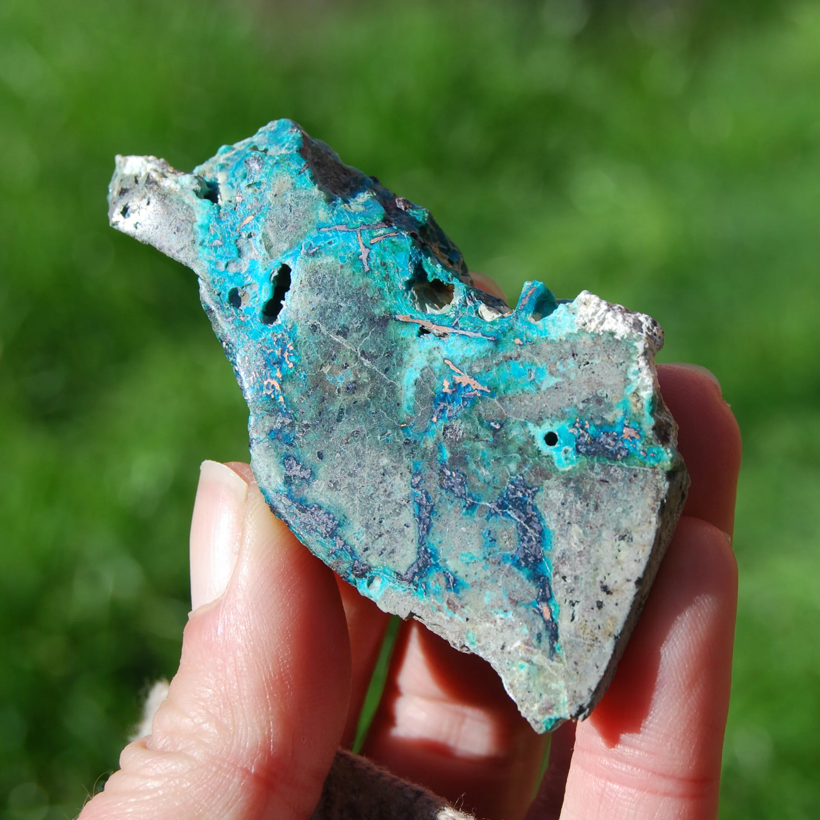 3in 49g RARE Chrysocolla with Native Copper Crystal Slab, Indonesia