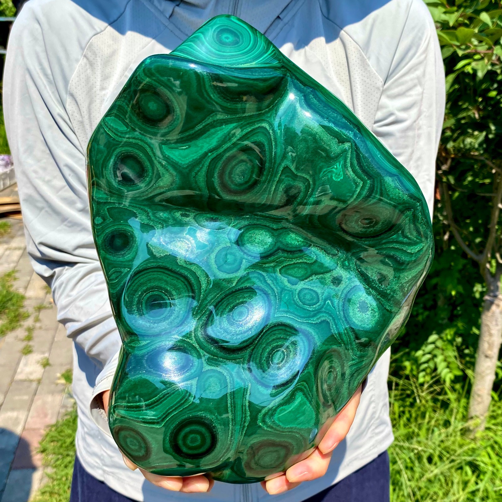 17.52LB Natural glossy Malachite transparent cluster rough mineral sample