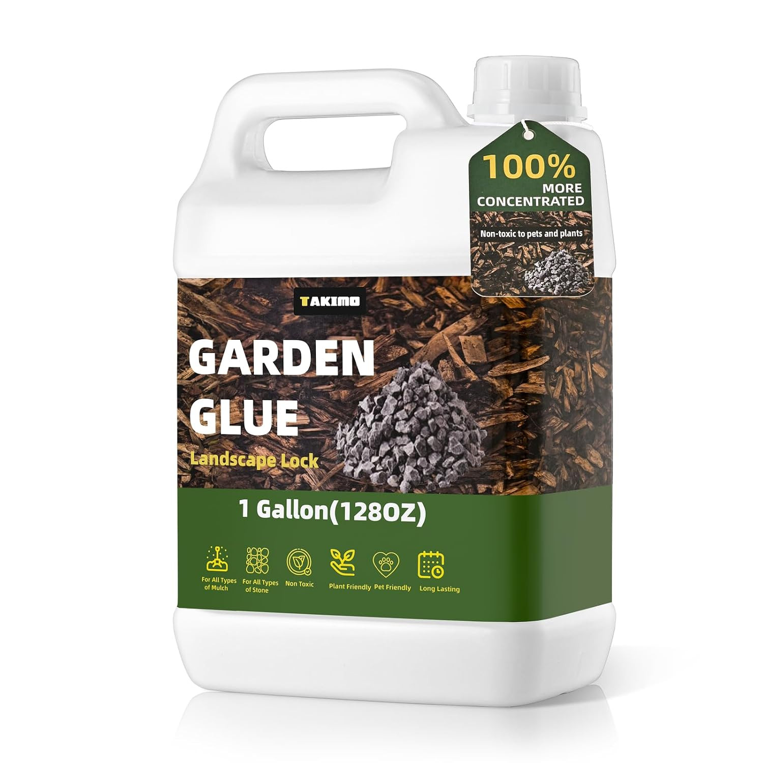 1 Gallon Garden Glue– Safe & Strong Mulch Glue for Home Yards –Covers 2X Area,Ho