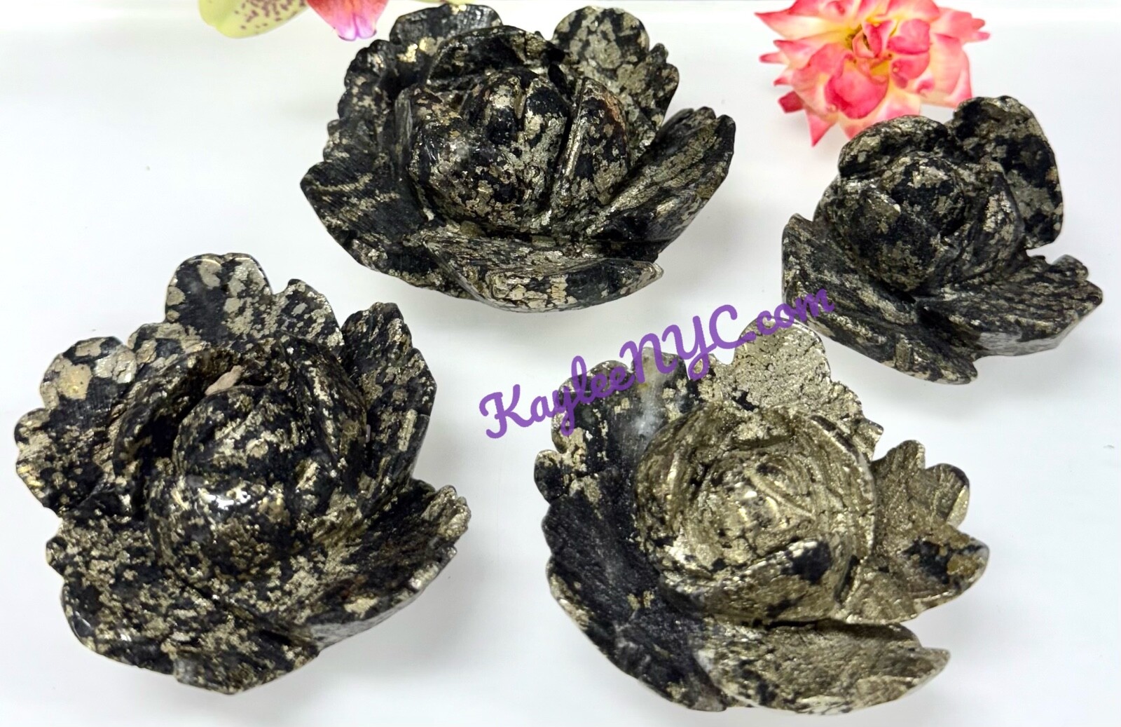 Wholesale Lot 4-5 Pcs Natural Black Pyrite Flowers Crystal Healing Energy