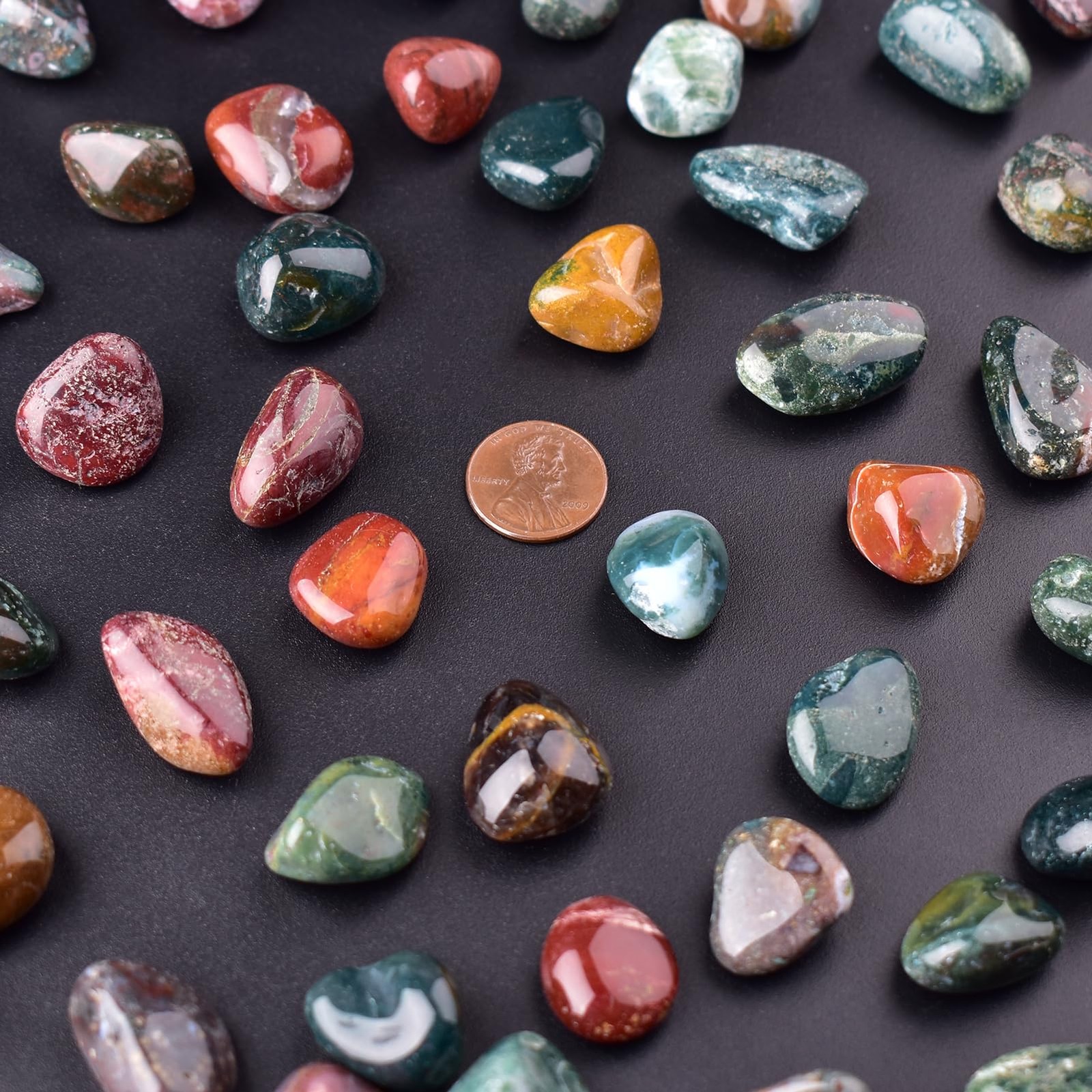 SigMntun Ocean Jasper Healing Crystal Stone Set – 24 Pieces, 0.6″ Natural and…