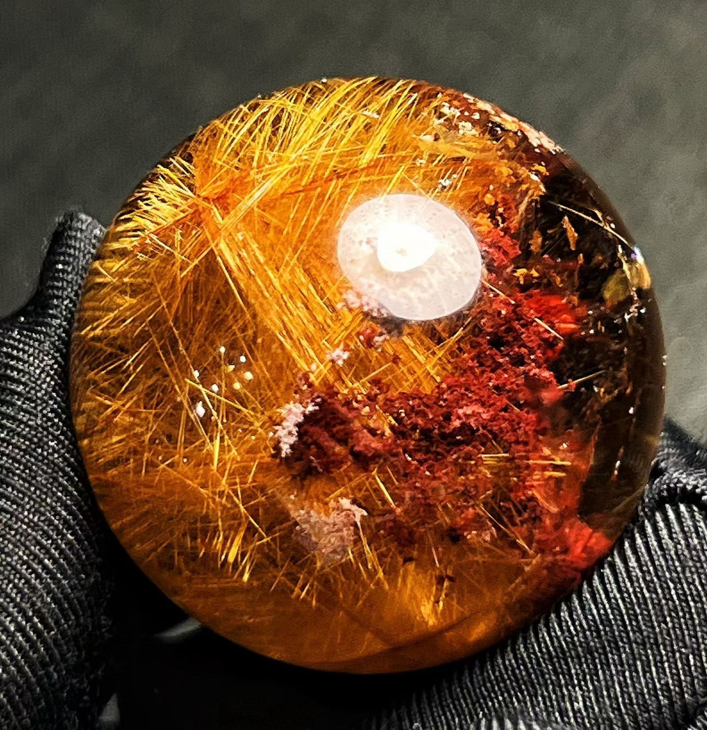 34mm Top Natural golden Rutile sphere Quartz Crystal ball Reiki Energy Healing