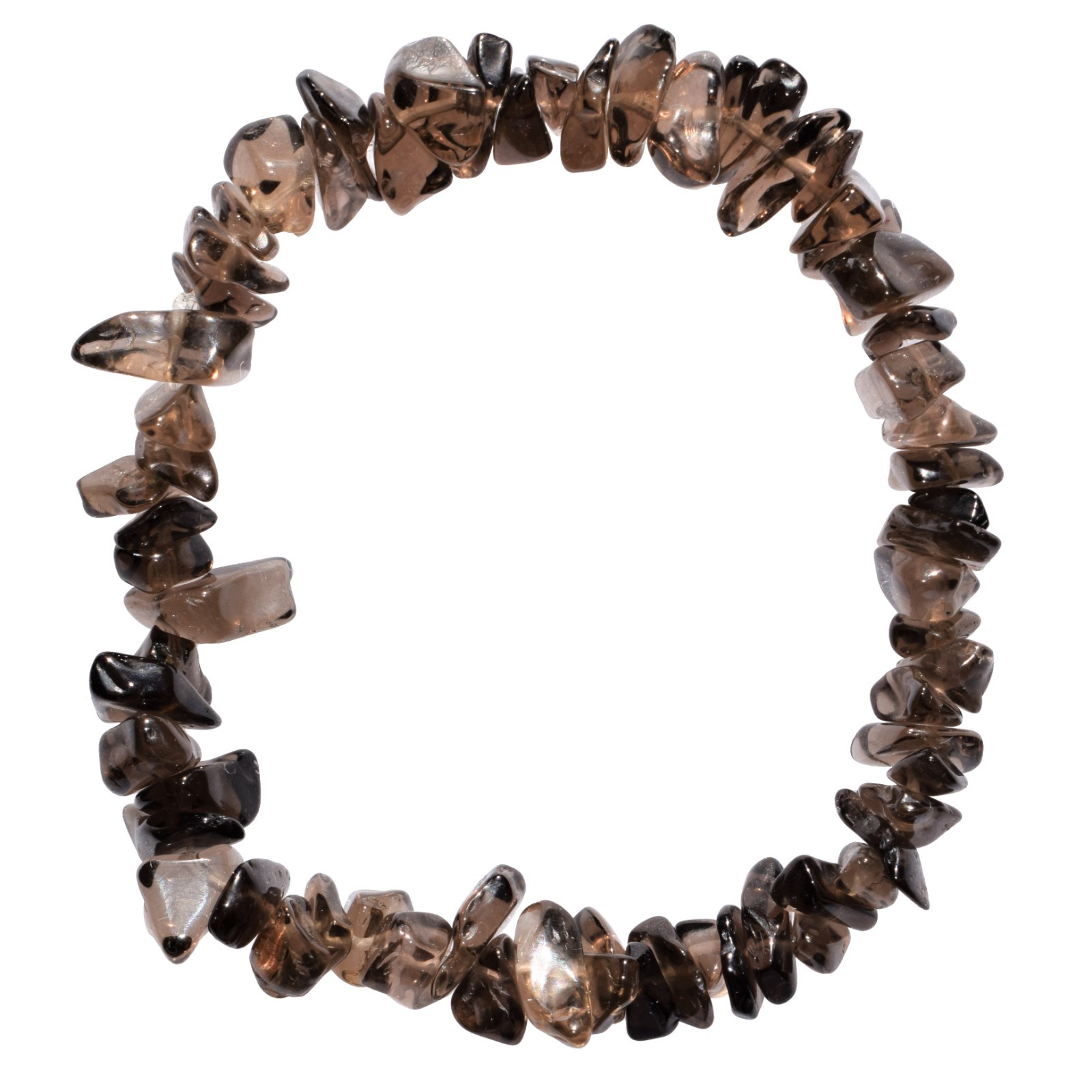 CHARGED Smokey Quartz Crystal Chip Stretchy Bracelet + Baby Selenite Puffy Heart