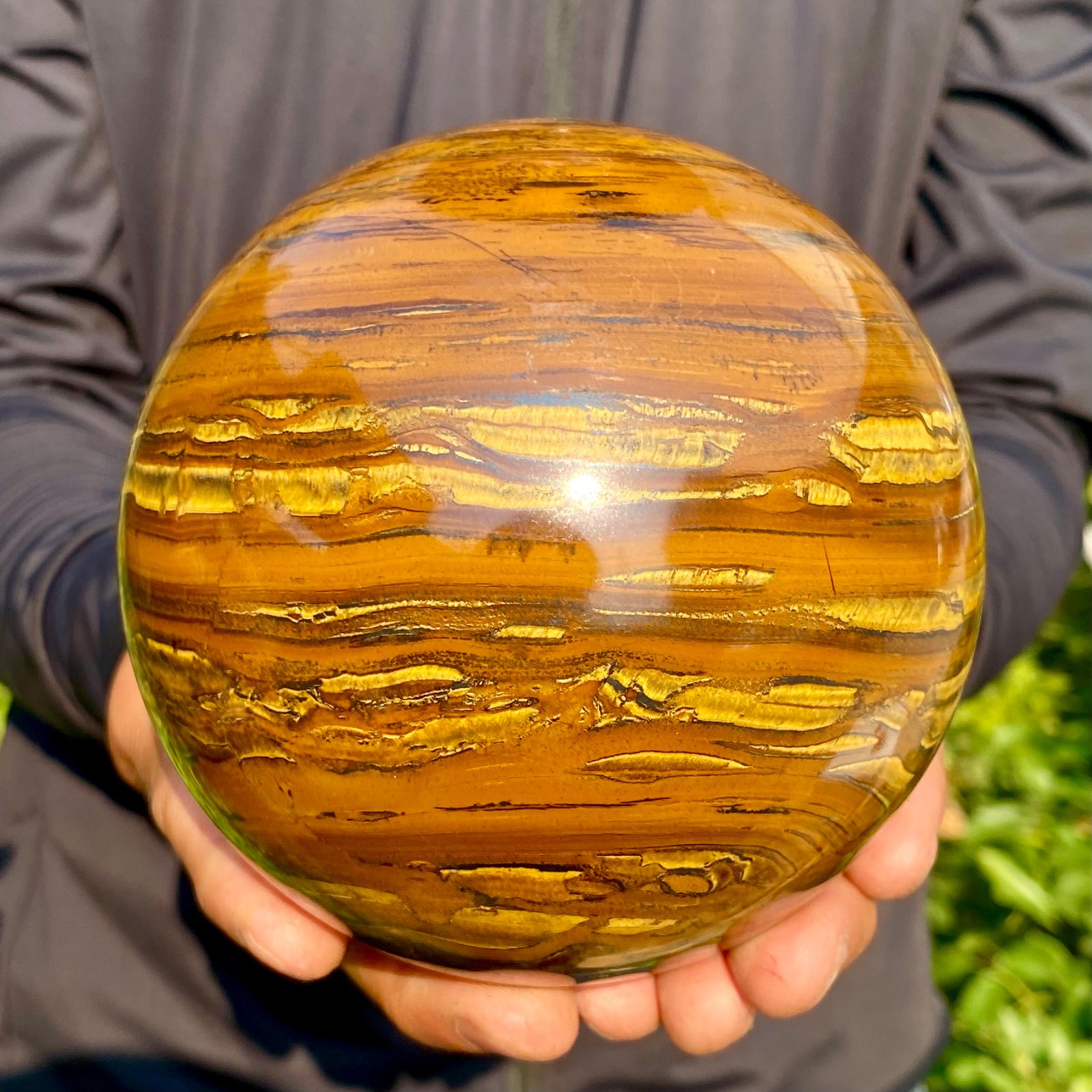 4.98LB Large Natural Tiger Eye Stone Crystal Ball Quartz Healing Sphere Décor