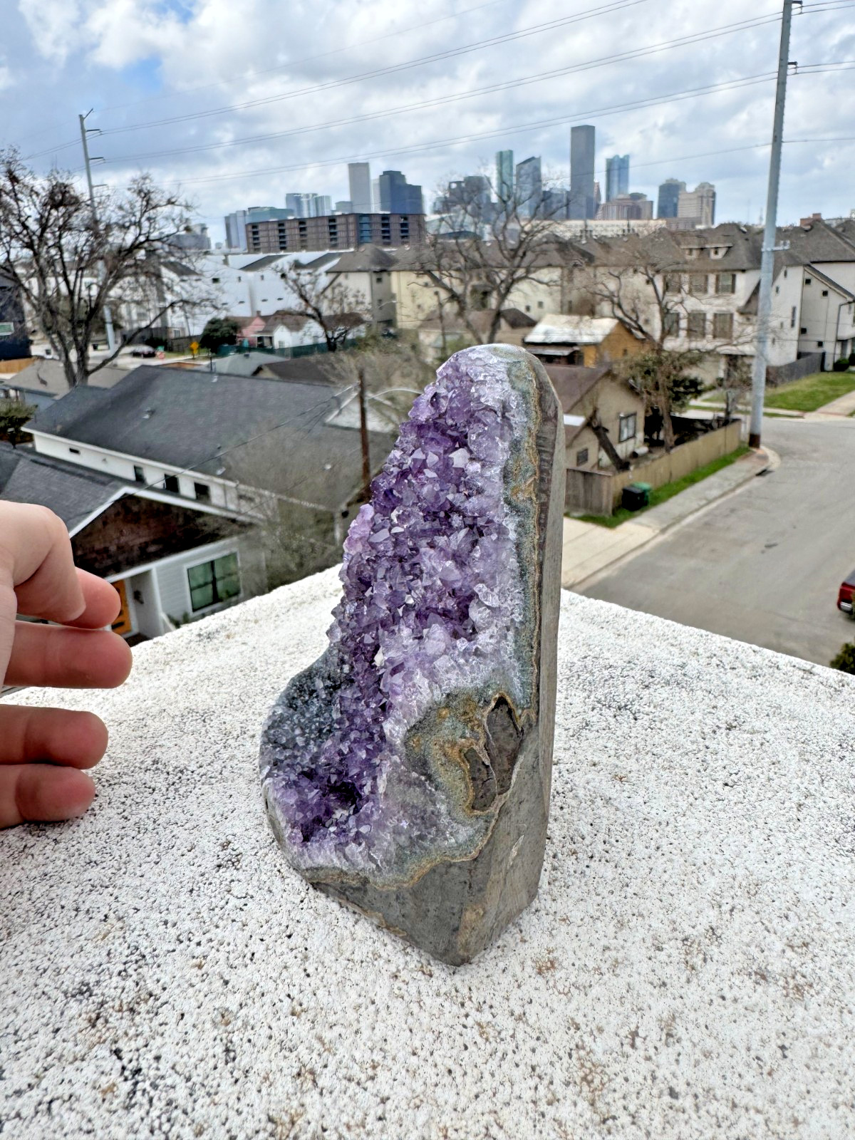 Amethyst Geode Crystal Cluster | 1 lb 6 oz | All Natural, Cut-Base |