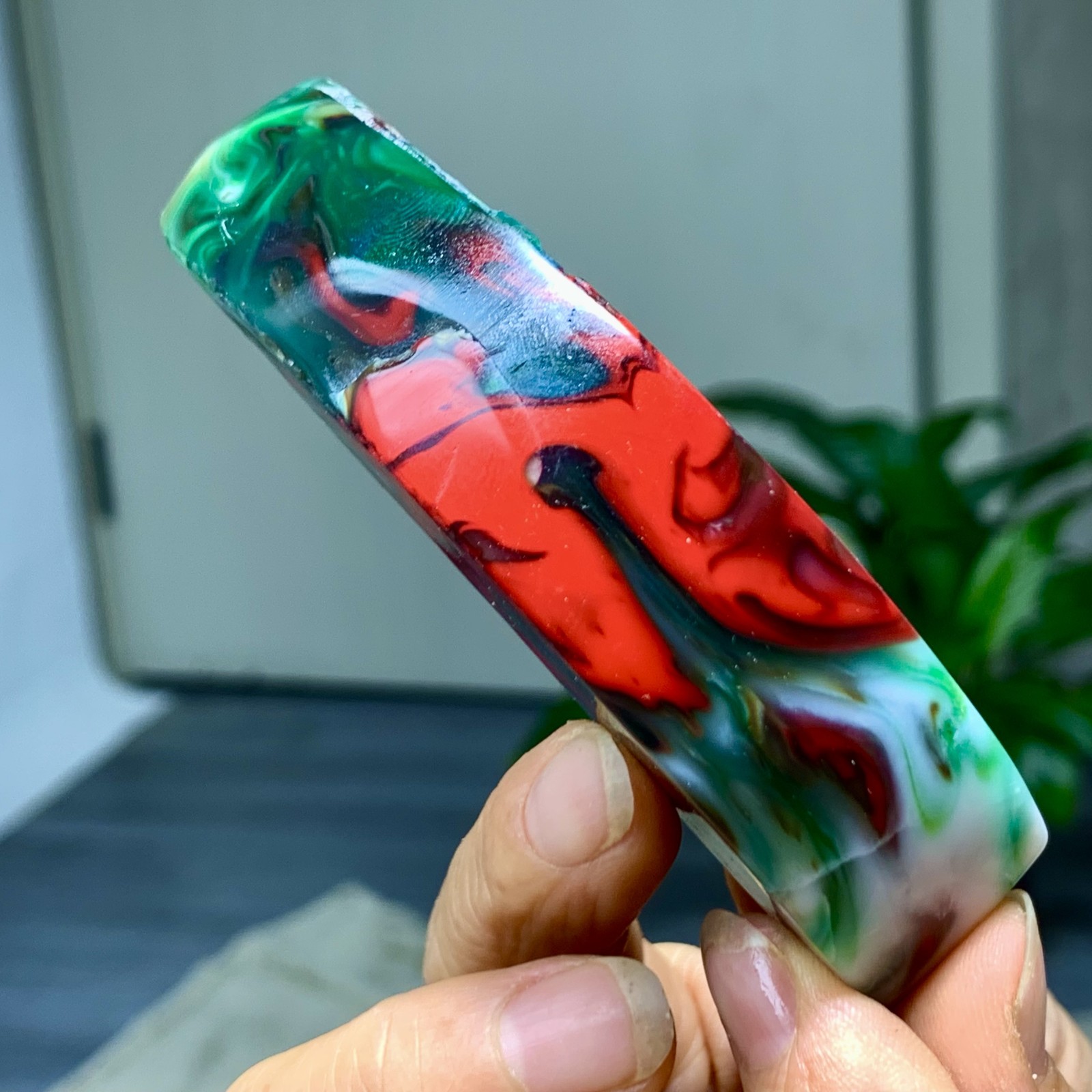118G Natural NanHong Agate block multicolored Pattern Cabochon mineral Crystal-