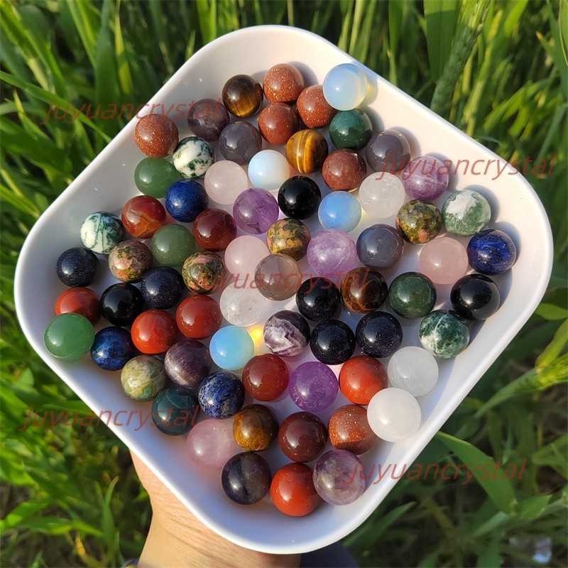 100pcs MIX Natural Crystal mini 15mm Sphere Quartz Crystal Ball Reiki Healing