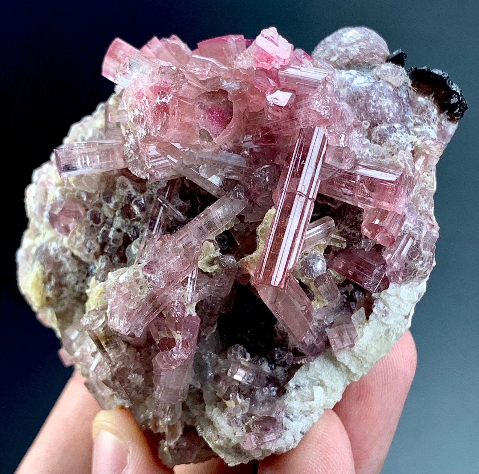240 Grams Tourmaline Crystals Cluster Pink Specimen From Afghanistan