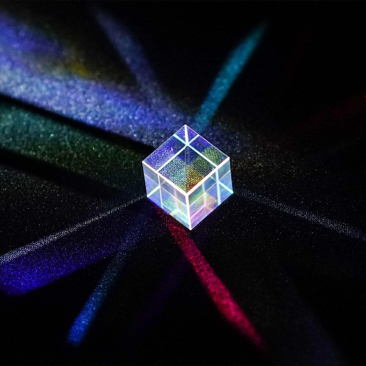 Mini K9 Crystal Glass Prism Cube,Optical Glass RGB Dispersion Prism X-Cube for P