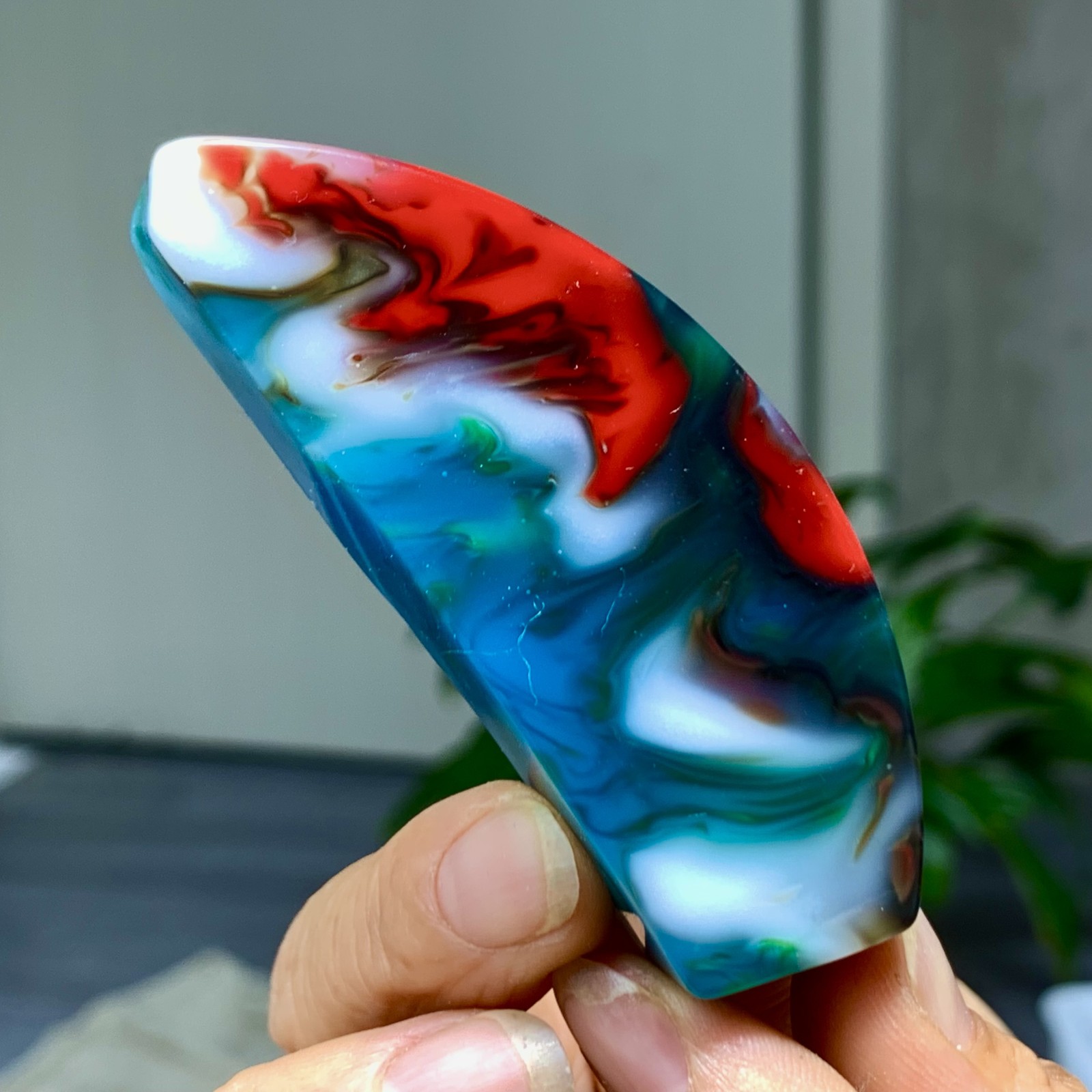 80G Natural NanHong Agate block multicolored Pattern Cabochon mineral Crystal