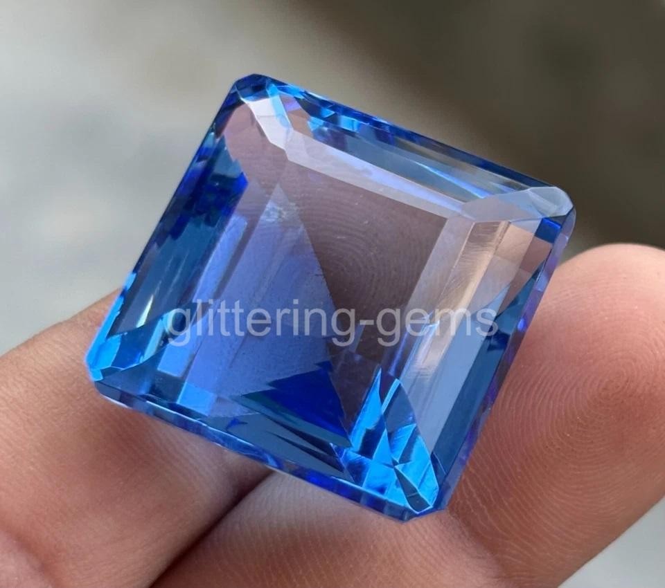 92 Ct Rich Blue Tanzanite Square Cut Translucent Gems IGL Certified Natural 5AOE