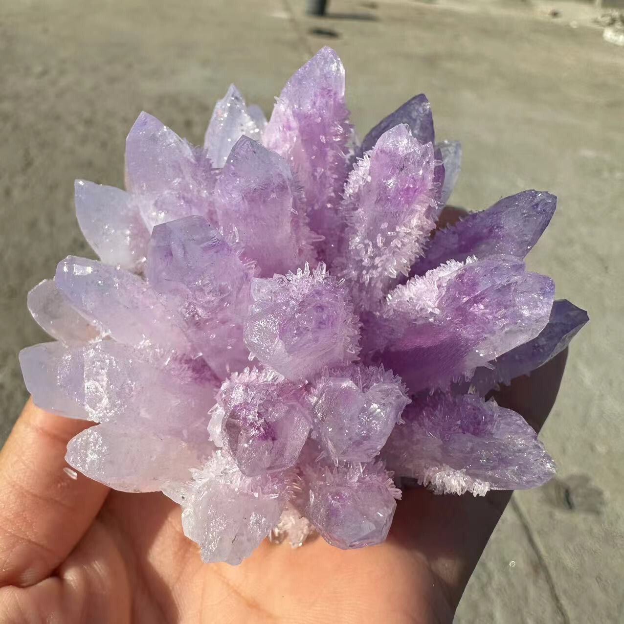 New Find purple pink Phantom Quartz Crystal Cluster Mineral Specimen 300g+
