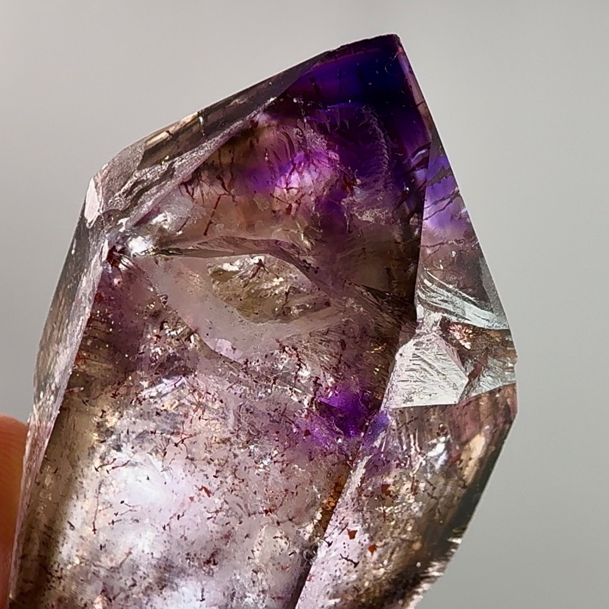 Large Moving Bubble! Rare Elestial Grape Jelly Shangaan Amethyst Enhydro Crystal