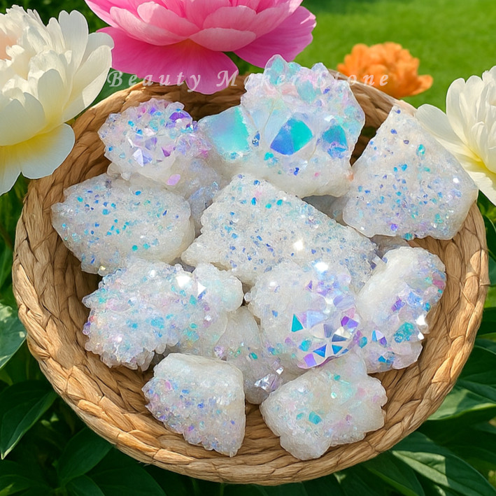 Natural Rainbow Quartz Cluster Angel Aura Quartz Crystal Cluster Home Decor