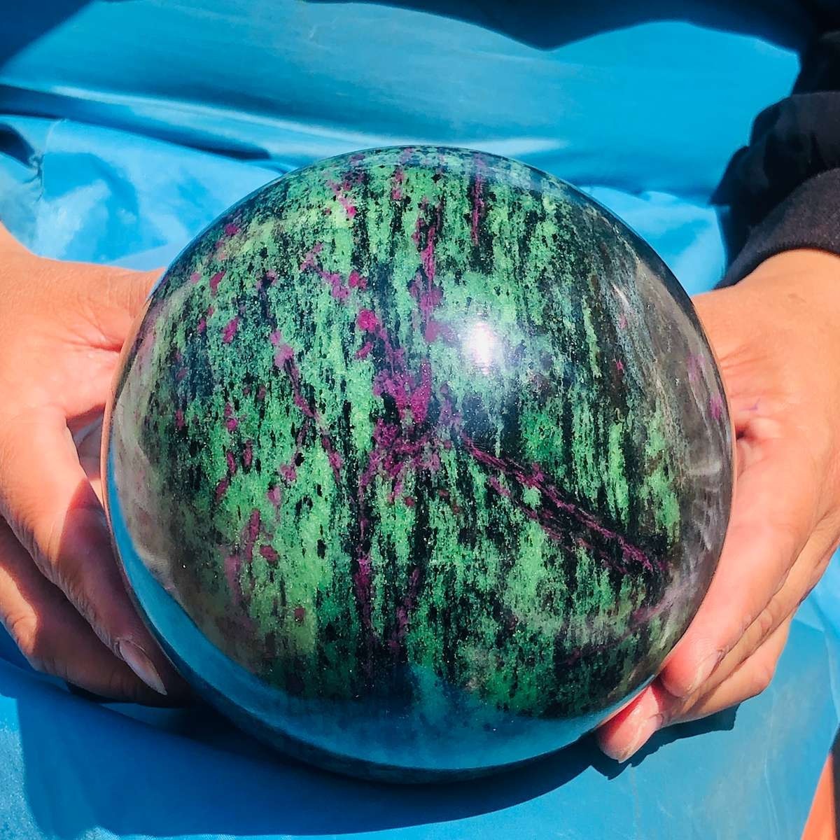 7.7LB Natural green Ruby zoisite (anylite) crystal ball sample Healing