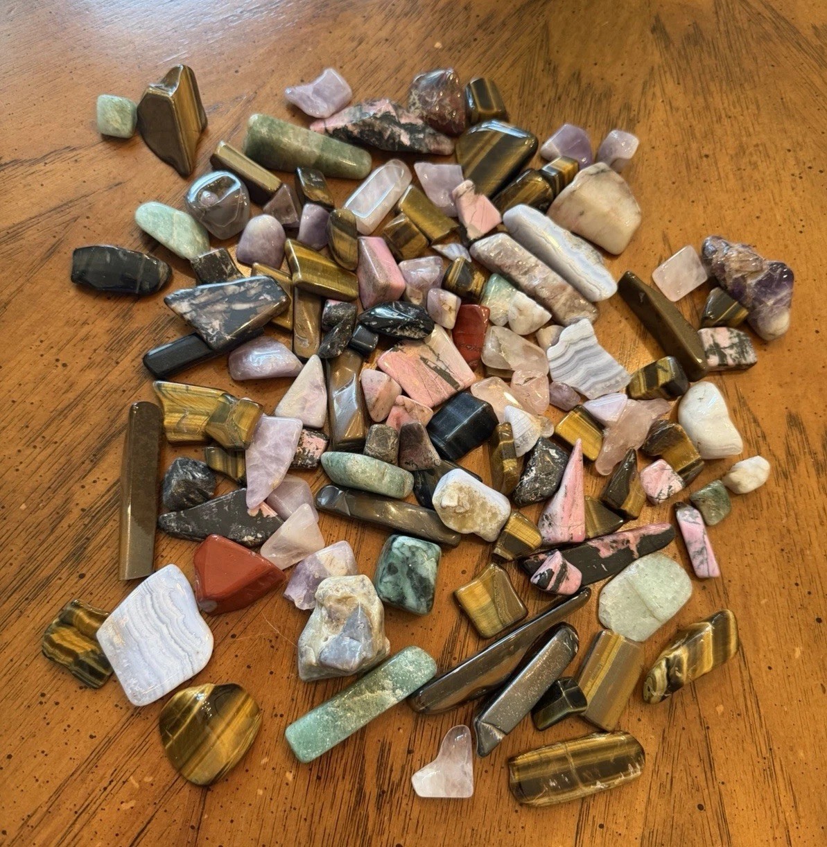 Mixed Tumbled Stones Pendant Size Assorted Gemstones Bulk -Over 2 Pounds