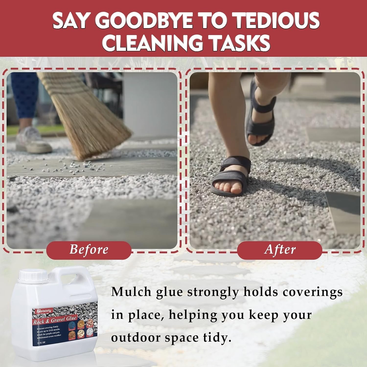35Oz Rock and Gravel Glue for Landscaping, Fast Drying Lockdown Sticky Mulch …