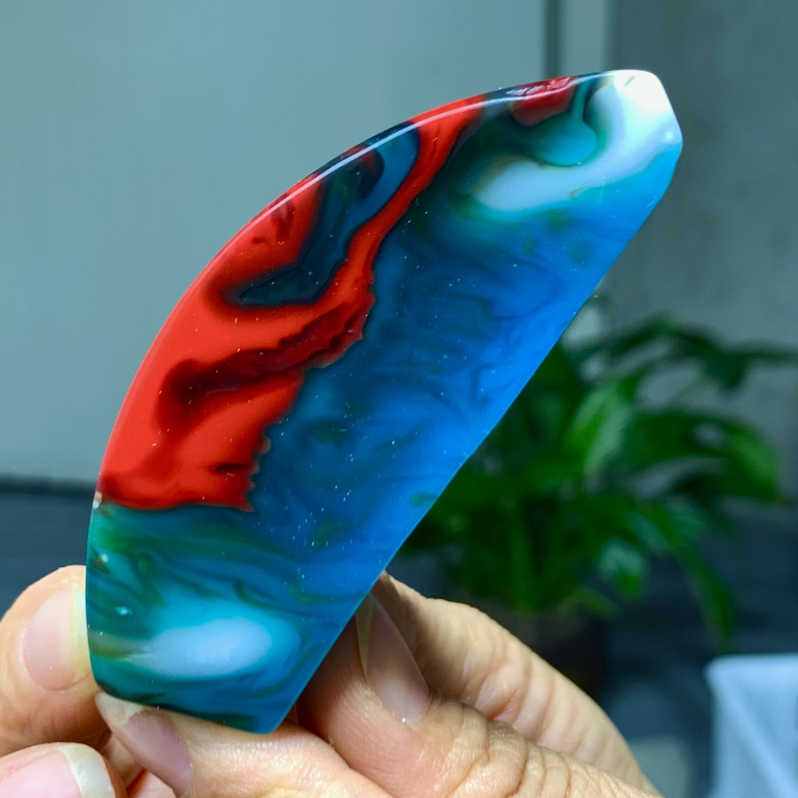 80G Natural NanHong Agate block multicolored Pattern Cabochon mineral Crystal
