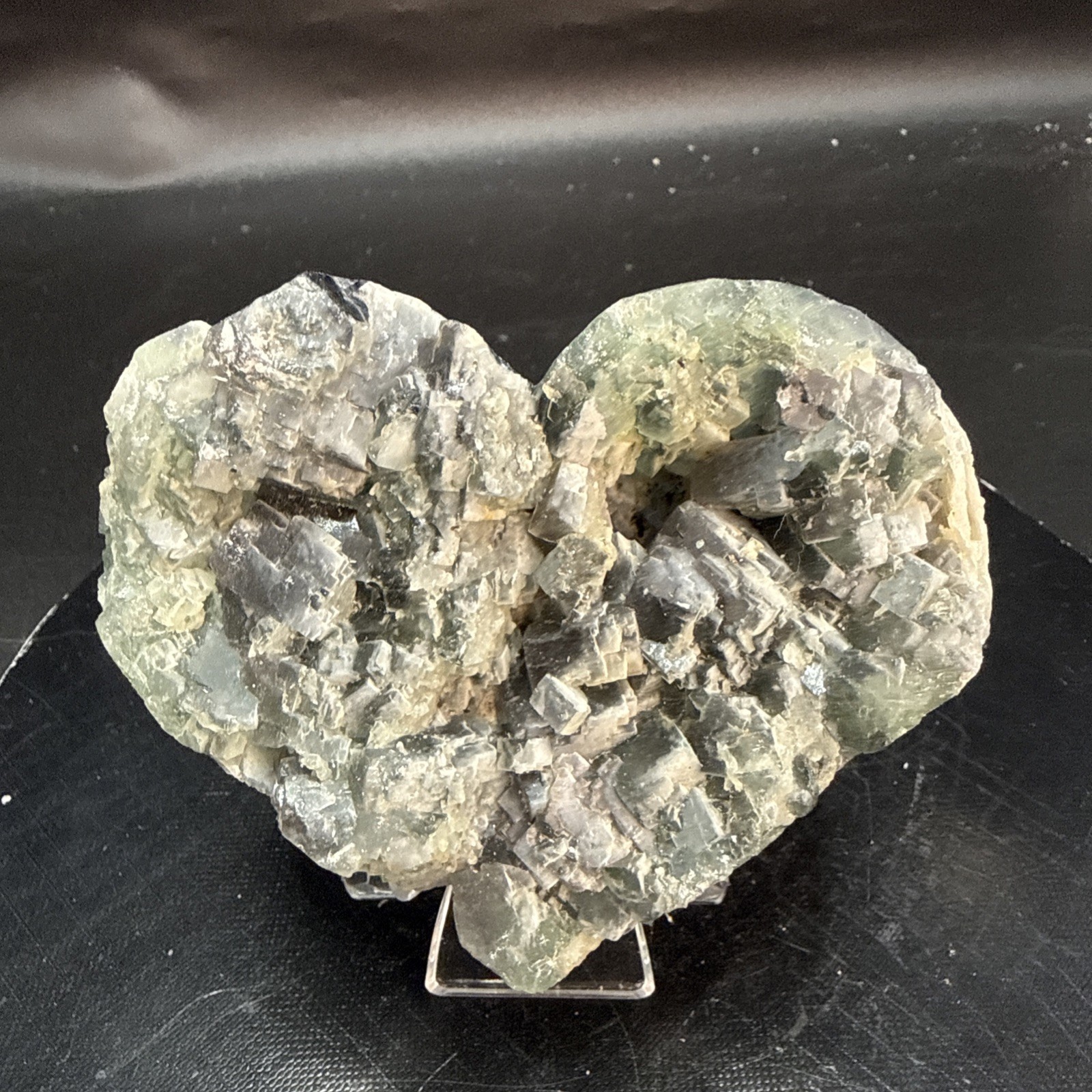 Multi-Colored Natural Faced Cubic Flourite Heart Specimen! Minerals, Crystals!