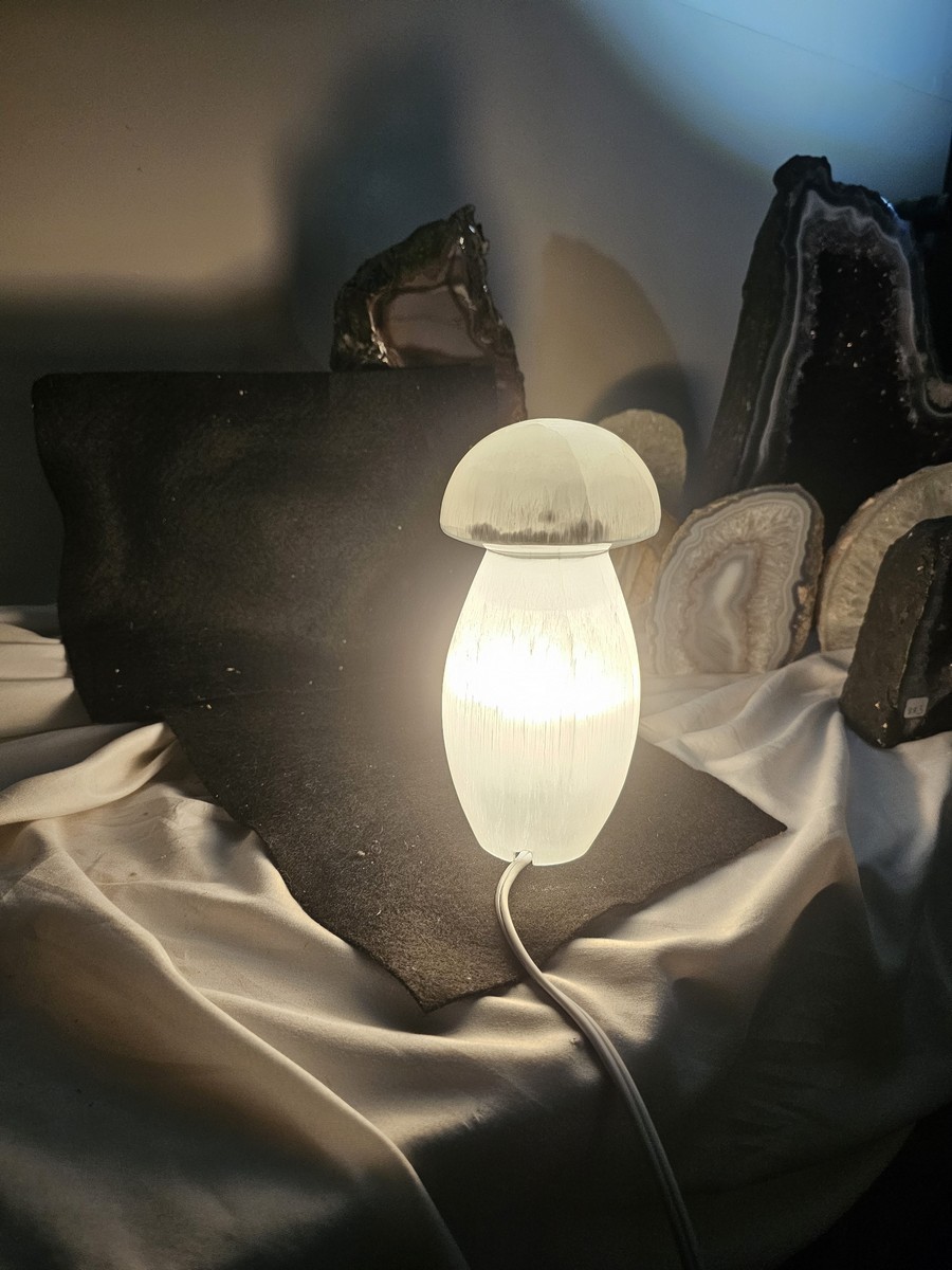 Selenite Mushroom Top Lamps