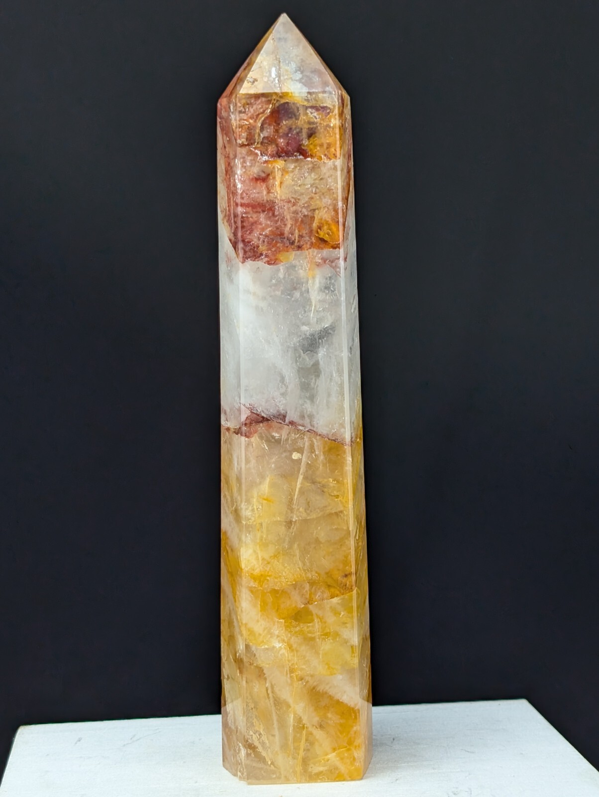 Golden Healer Tower Point Crystal Quartz Gemstone Large Big Tall Chakra Wand