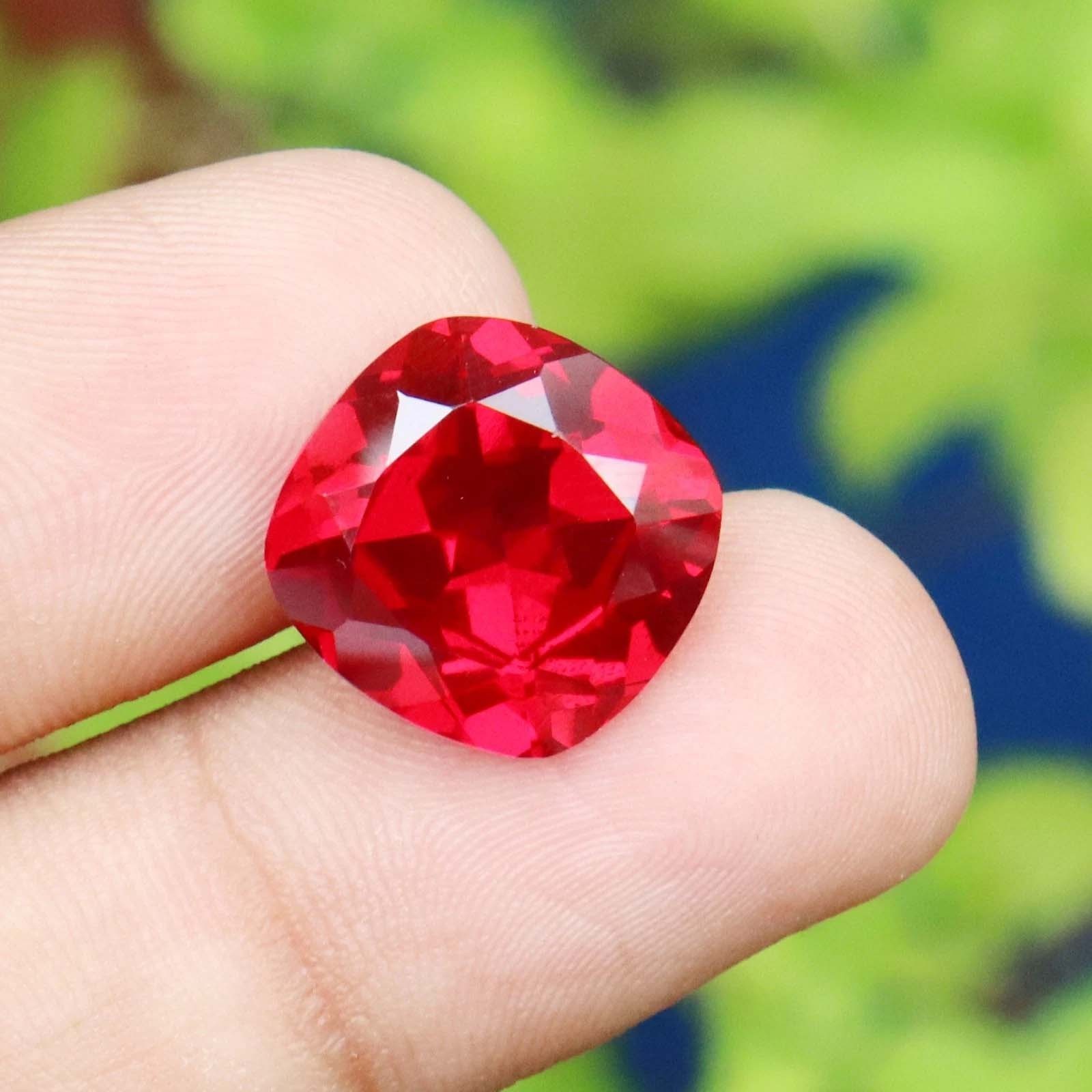 14.10 Ct Natural Cushion Cut Burmese Red Ruby GGI Certified Loose Gemstone