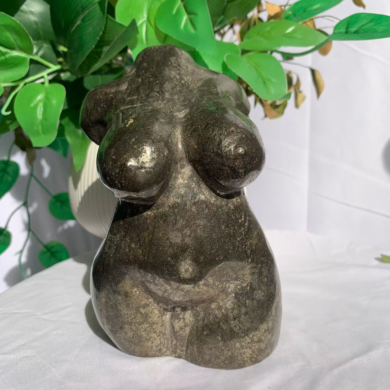 1.75kg Pyrite Stone Plump Goddess Female Body Model Carving Crystal Mother’s Day