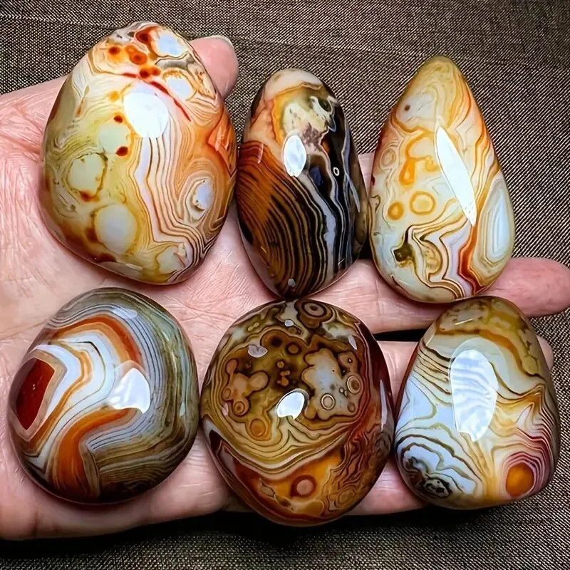 Big Silk Agate Raw Stone Handle Piece No Engraved Pebbles Raw Stone Grab Piece
