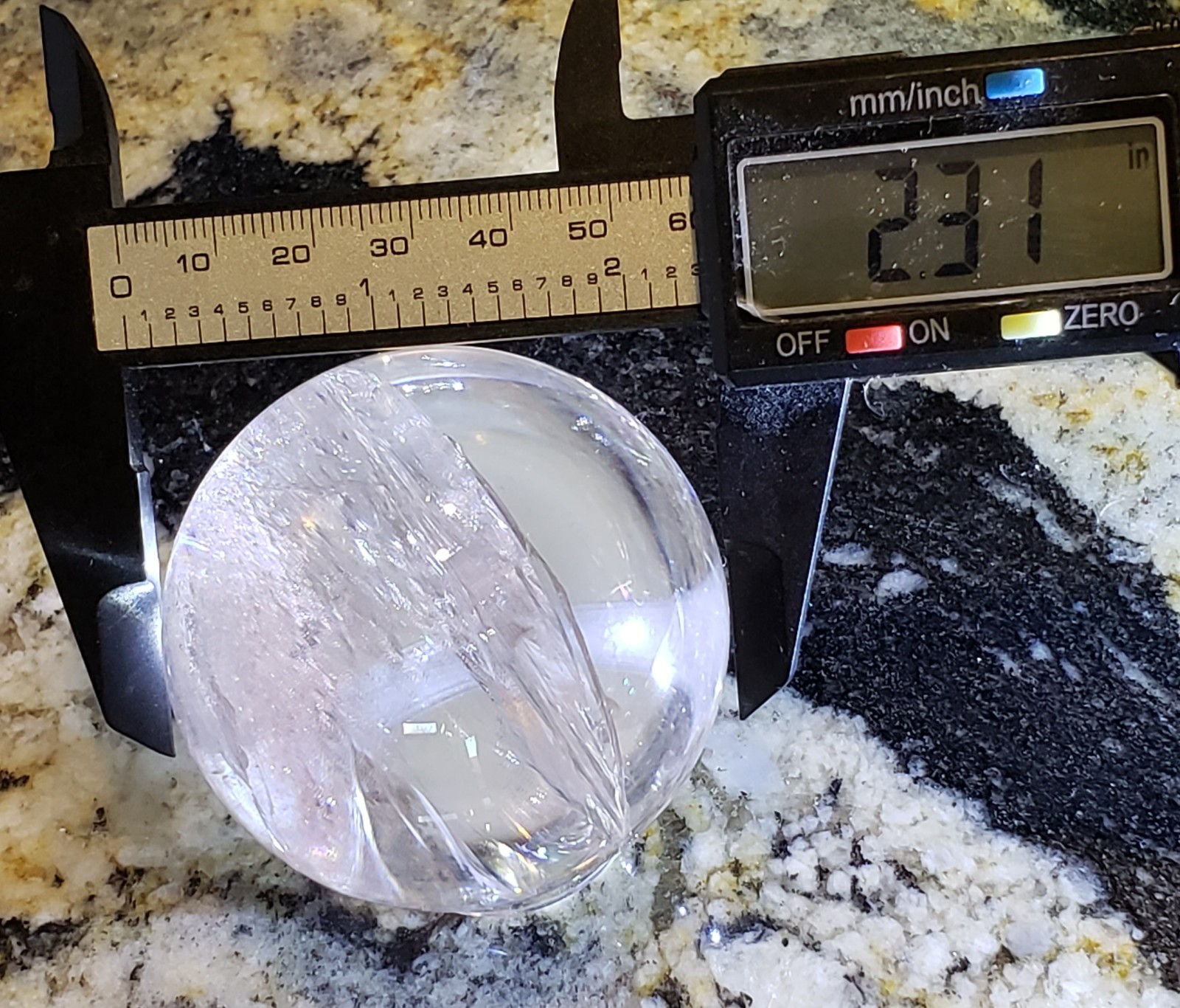 2.3″ Clear Quartz Natural Crystal Ball Sphere Orb Rainbows Phantom, 274g