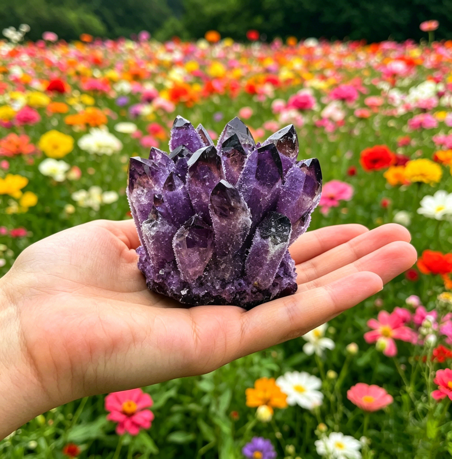 Natural Violet Ghost Phantom Quartz Cluster Mineral Specimen Healing Crystal