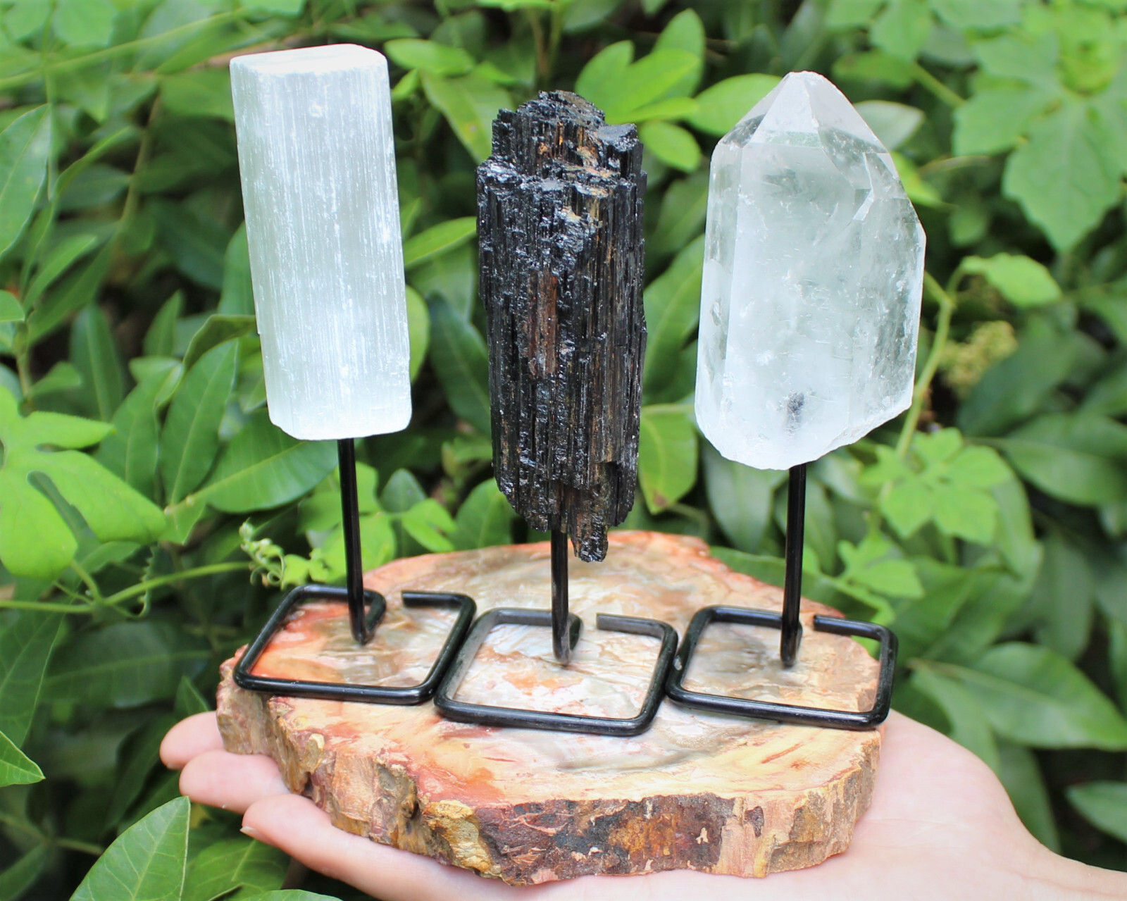 Protection Combo Kit – Tourmaline Log, Selenite Stick & Clear Quartz Point