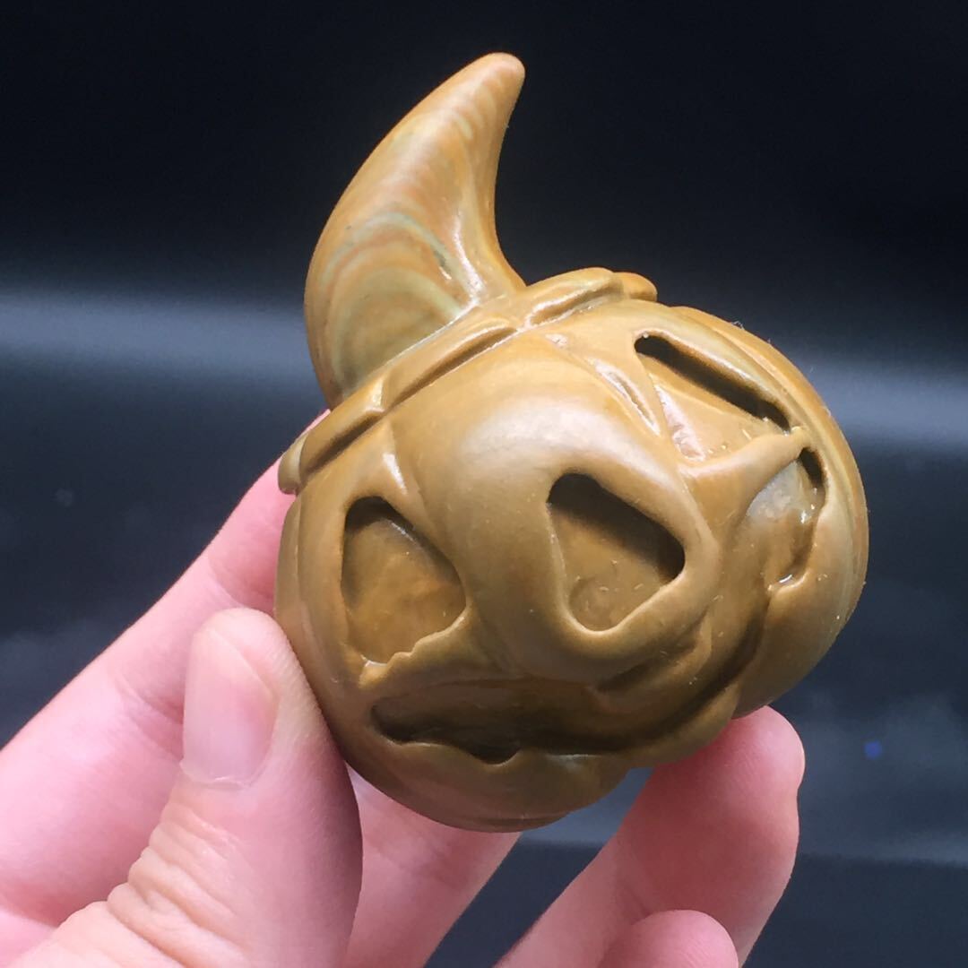 Natural Songhua Stone Quartz Crystal Carved Pumpkin Halloween Decora Healing 1Pc