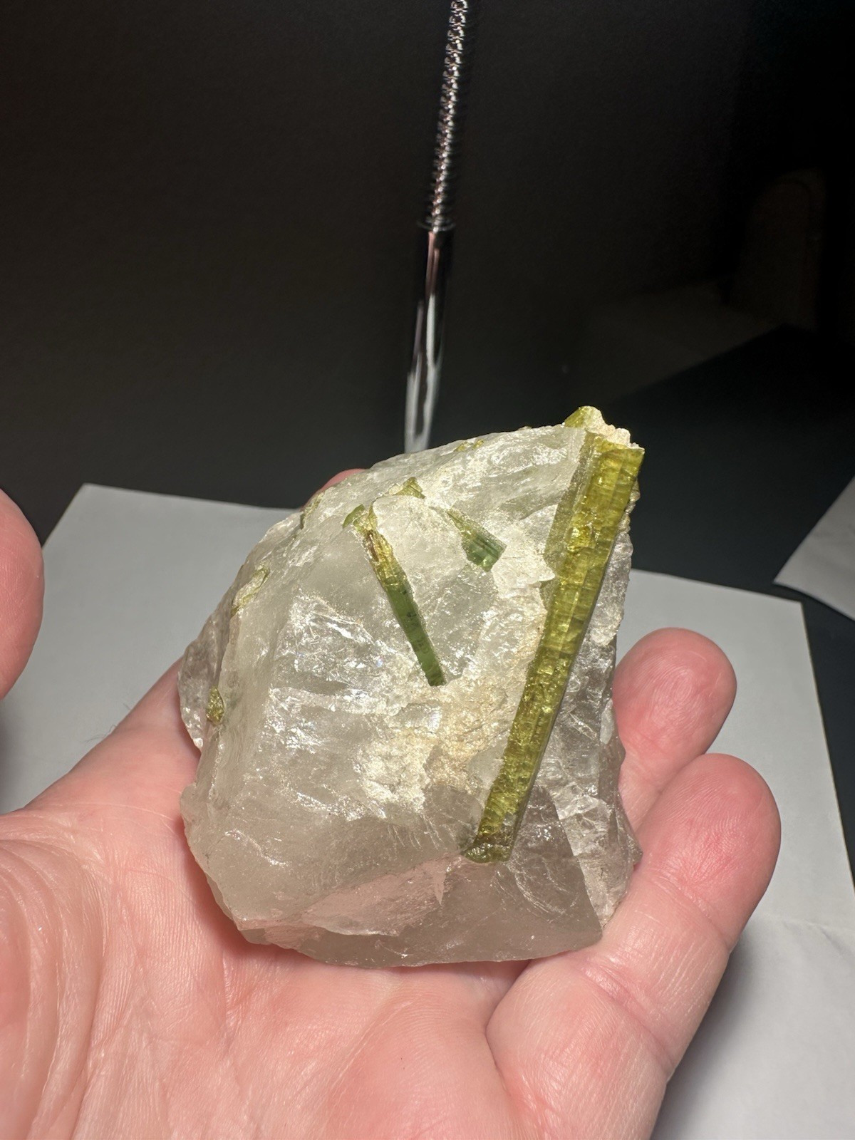 9oz 258 Grams Natural Bicolor 2″+ Green Tourmaline Crystals in Quartz Matrix!