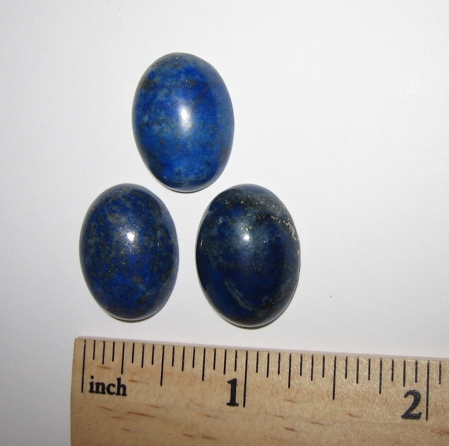 3 POLISHED NATURAL 20mm x 15mm OVAL SHAPE LAPIS LAZULI STONE CABOCHONS ~ 12g *2