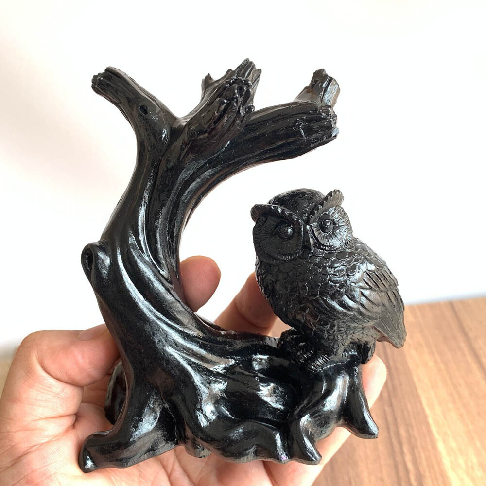 5 Colors Owl Resin Sphere Holder Stand Base Natural Crystal Ball Hand Decoration