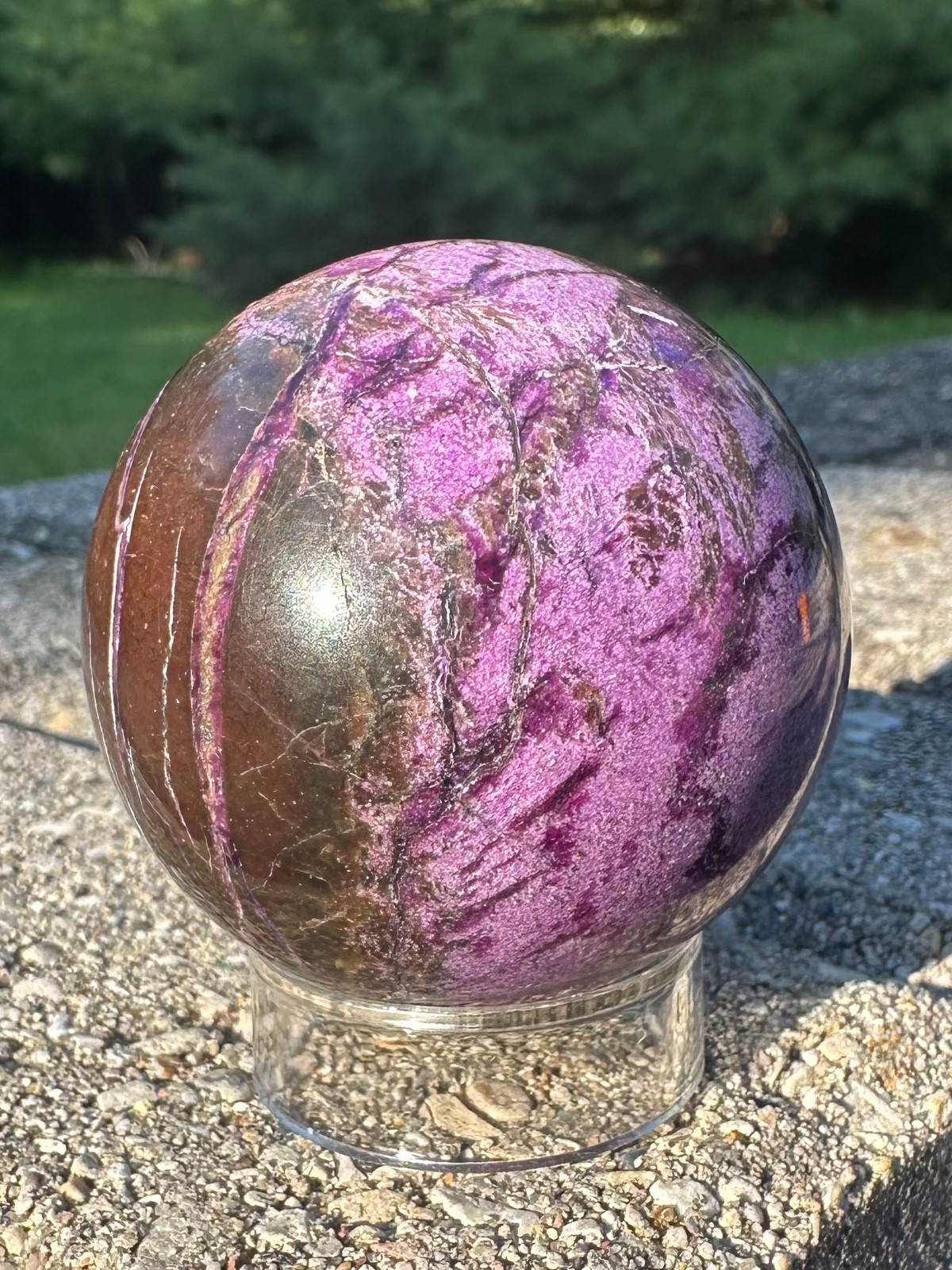 136g natural purple atlantisite stichtite sphere polished crystal ball