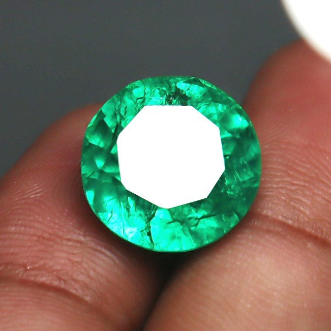 Green Emerald Certified Natural Colombian Round Cut 10.25 Ct Loose Gemstone