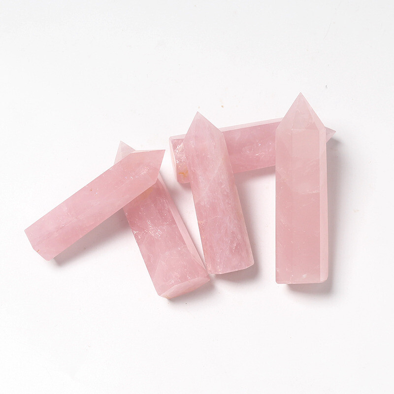 10Pcs/Lot 4-5cm Natural Rose Quartz Crystal Point Wand Rock Stone Healing Reiki