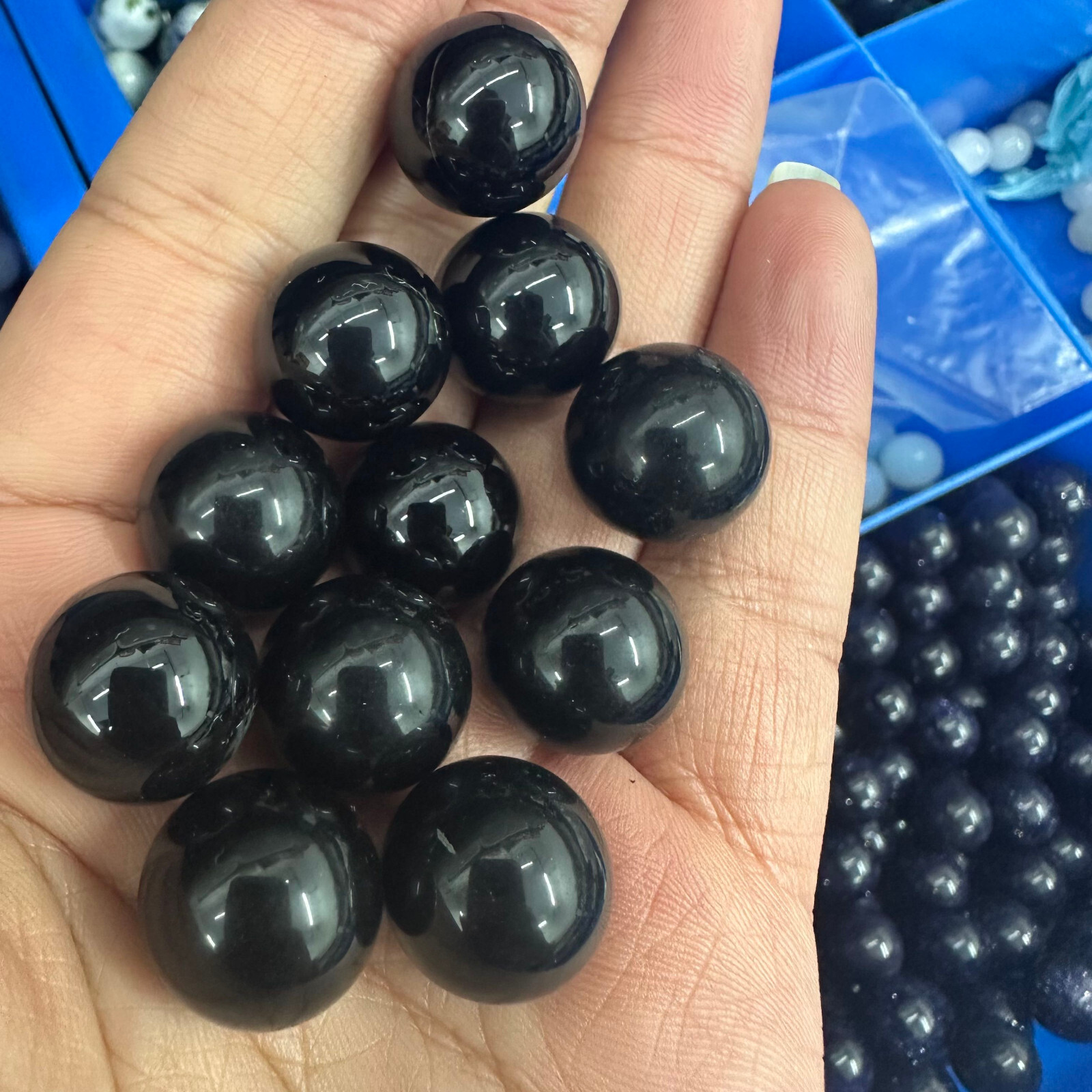 10PC Wholesale Natural Obsidian Ball Quartz Crystal Sphere Energy Healing Stone