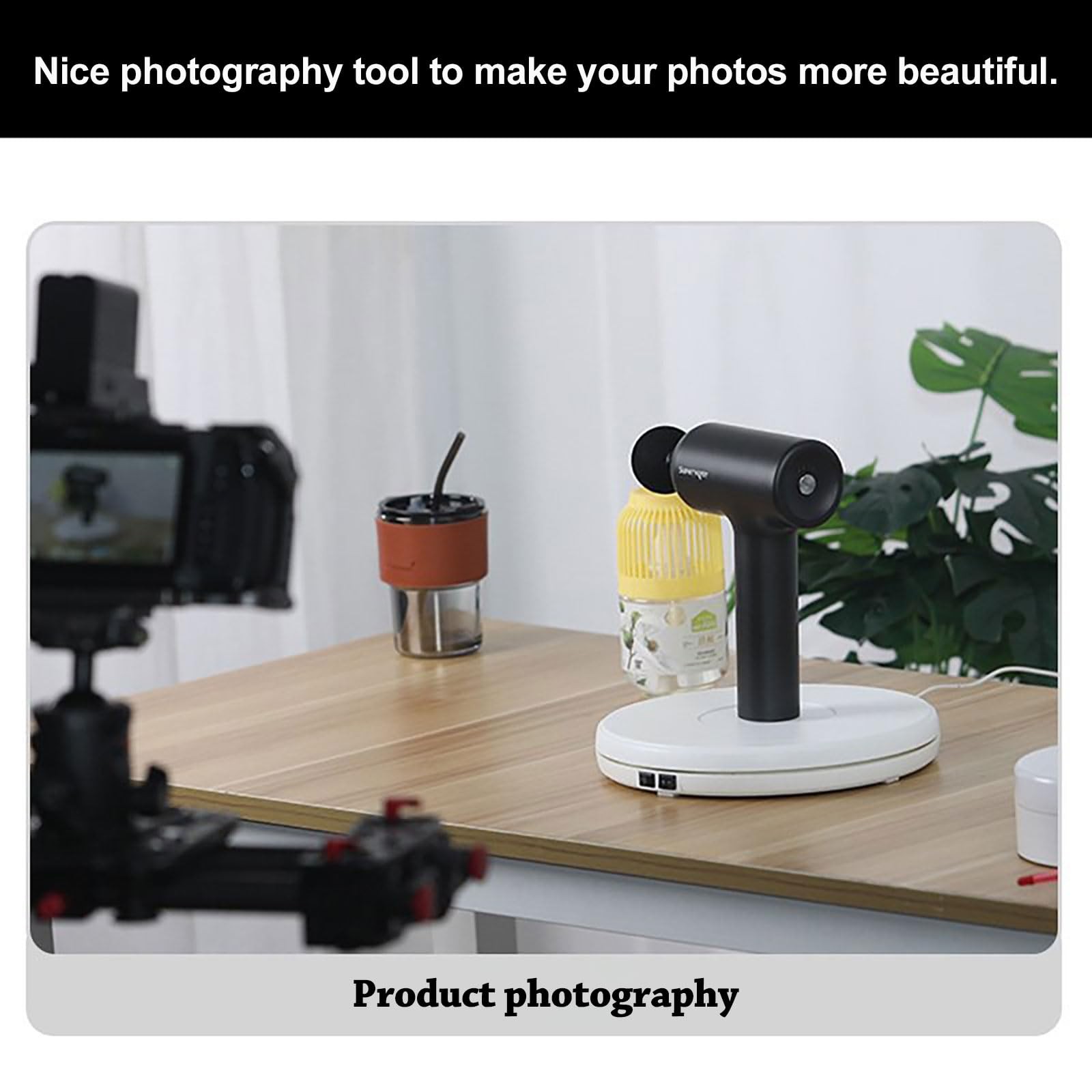 YVV LED Rotating Display Stand White 10 Inch 360° Motorized Turntable with LE…