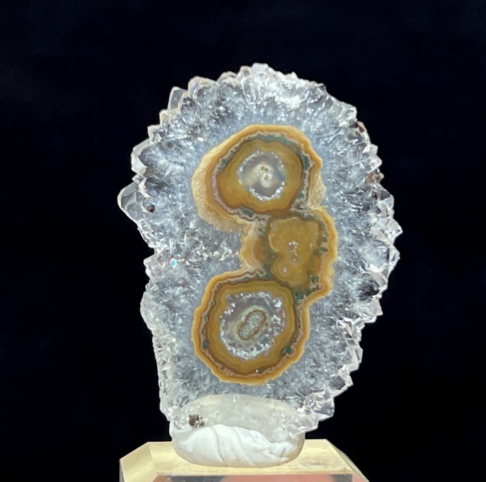36mm Beautiful Pattern Quartz stalactite slice, both sides good