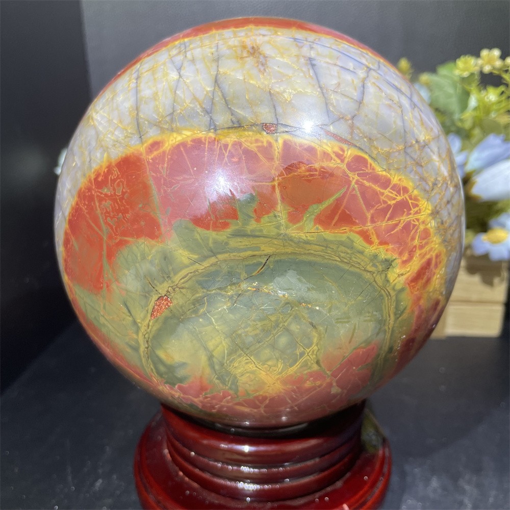 10.5LB 5.3″Natural Cherry Creek Jasper Sphere Crystal Reiki Energy Ball Decor