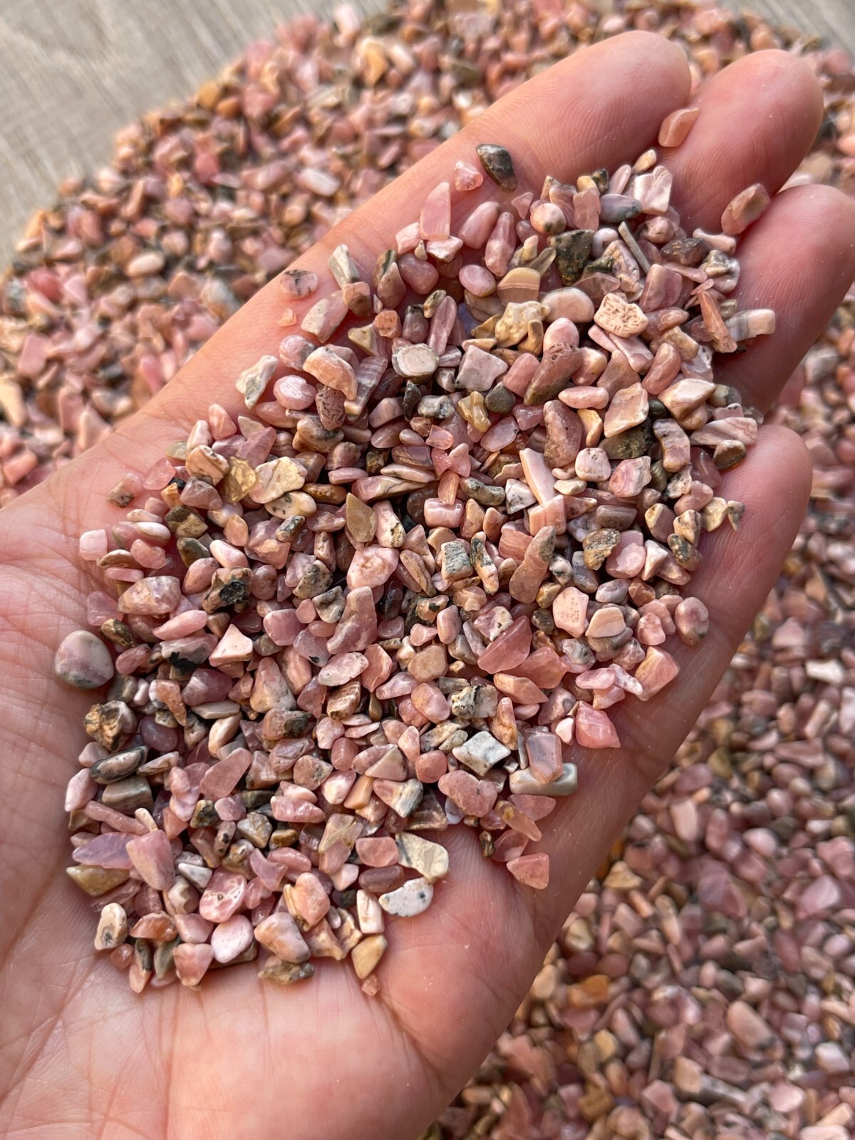 Grade A++ Rhodochrosite Semi Tumbled Gemstone Mini Chips 3 – 5mm, Wholesale Bulk