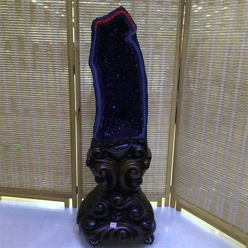 113.5LB Top Natural Amethyst Cave Quartz Crystal Specimen Reiki Healing +STAND