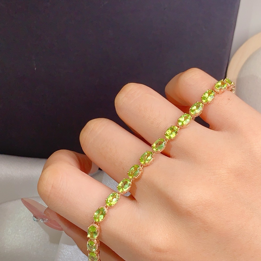 Natura elegant peridot bracelet Gemstone jewelry S925 Silver Plated 18K Gold