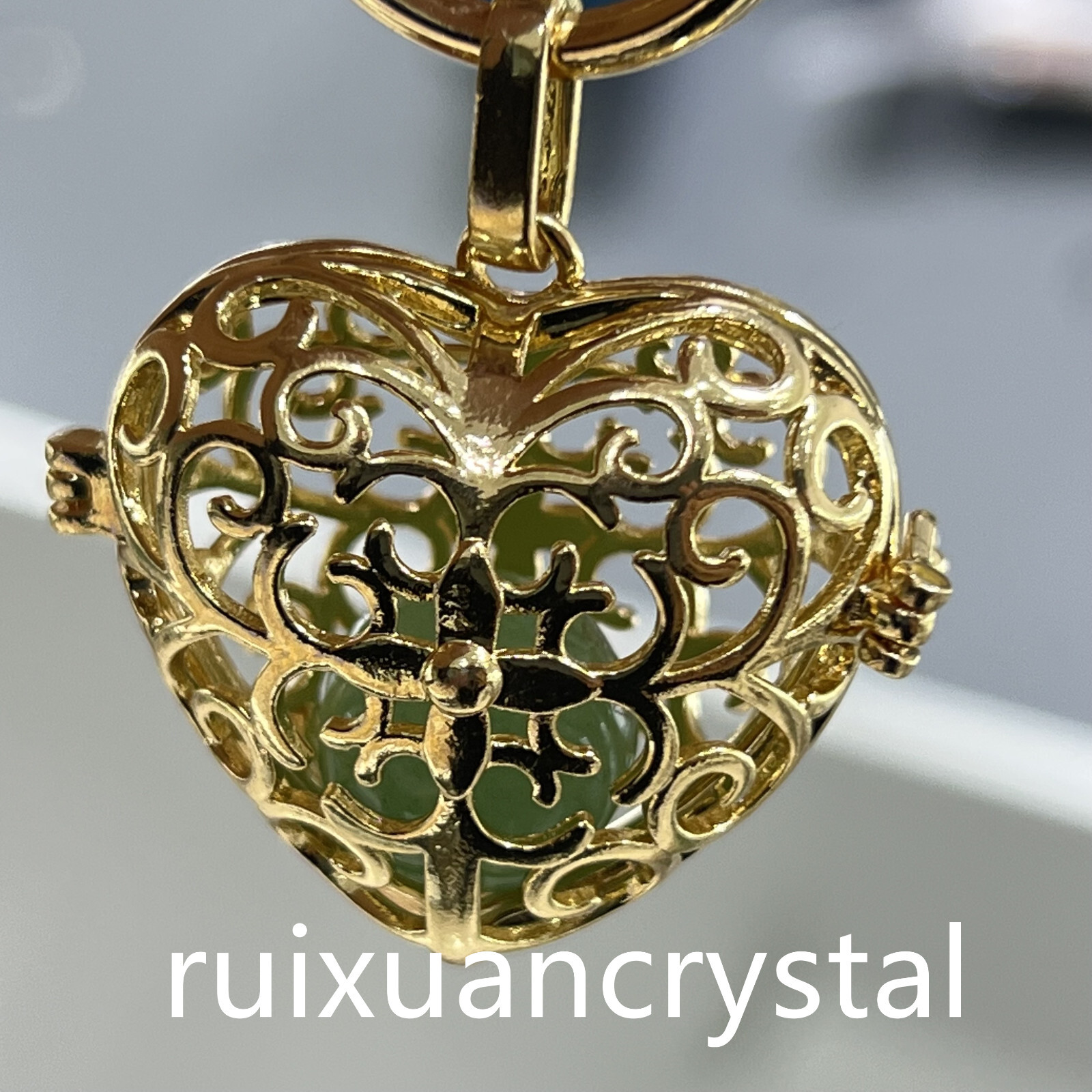 1pc Natural Aventurine Quartz Sphere cage key chain Crystal Reiki Healing