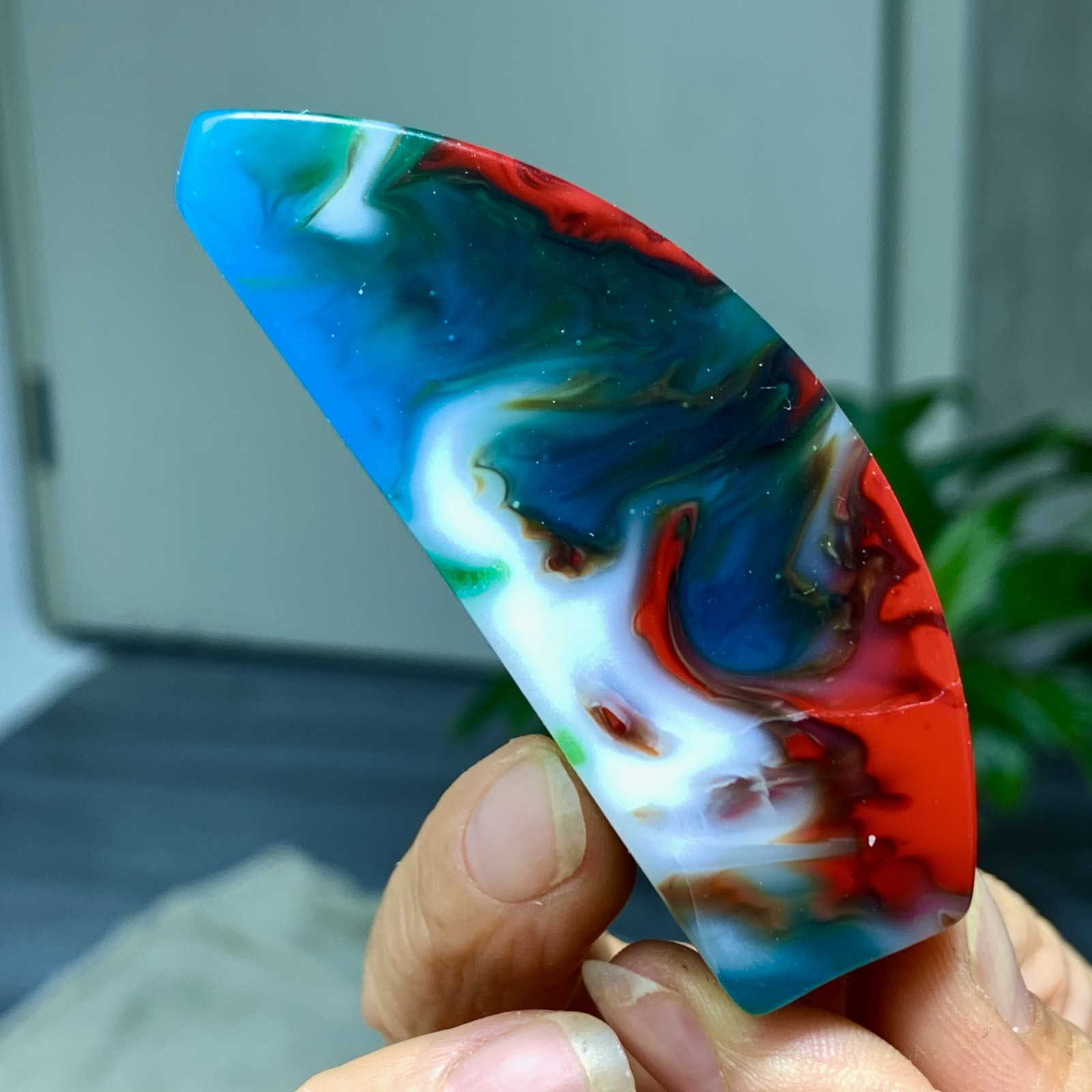 85G Natural NanHong Agate block multicolored Pattern Cabochon mineral Crystal